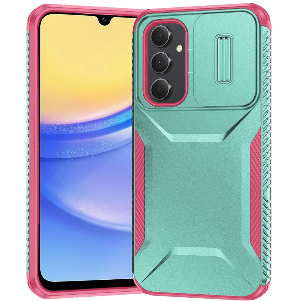 for samsung a15 5g ultimate u design hybrid with camera window covering teal+pink