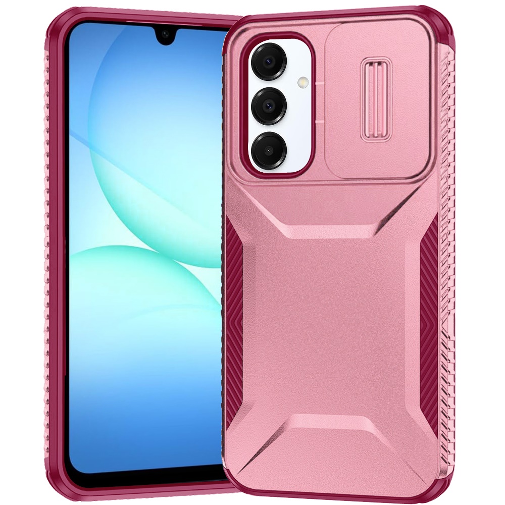 for samsung a17 5g ultimate u design hybrid with camera window covering pink+burgundy