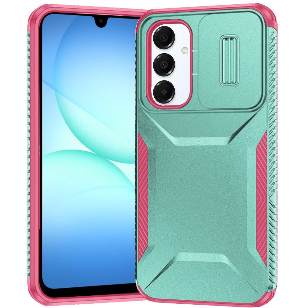 for samsung a17 5g ultimate u design hybrid with camera window covering teal+hot pink