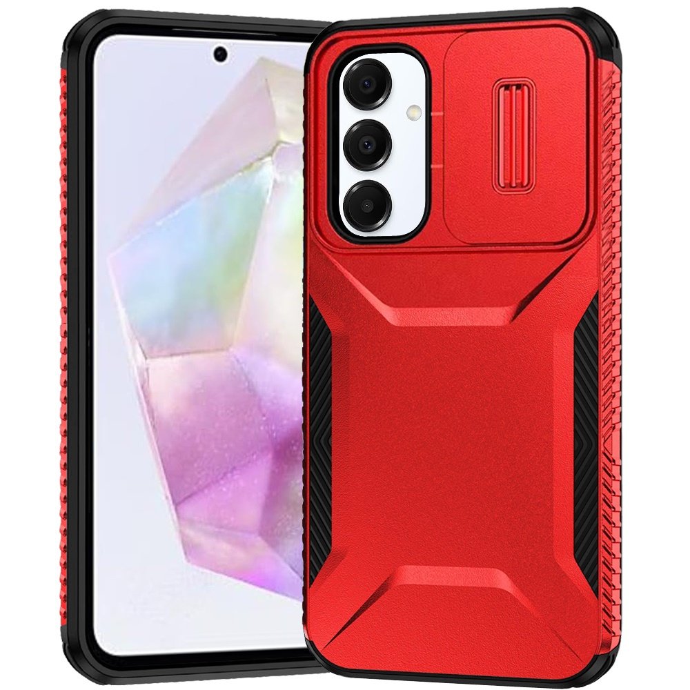for samsung galaxy a36 / a56 ultimate u design hybrid with camera window covering red