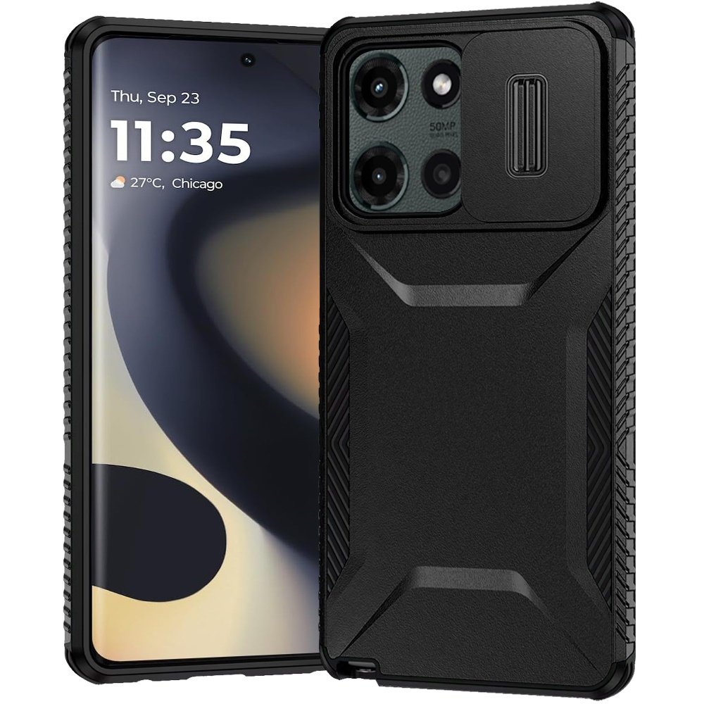 for motorola edge 2025 ultimate u design hybrid with camera window covering black