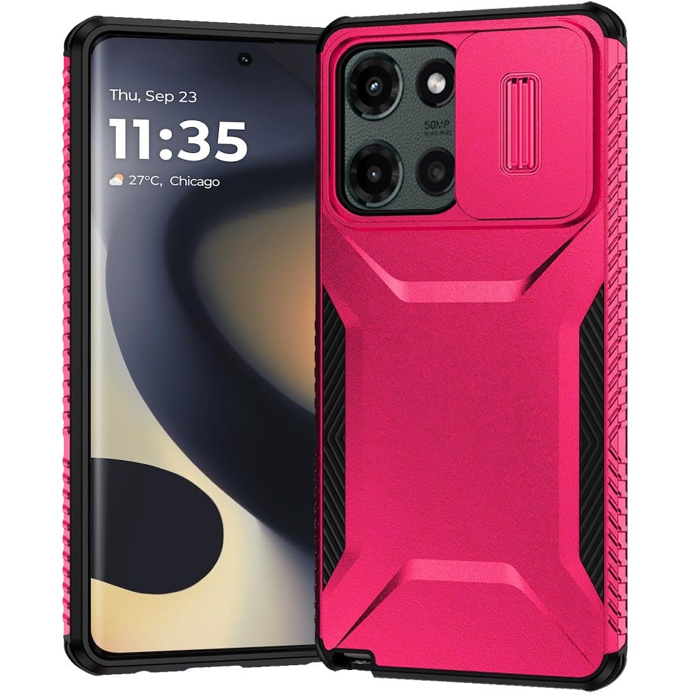 for motorola edge 2025 ultimate u design hybrid with camera window covering hot pink
