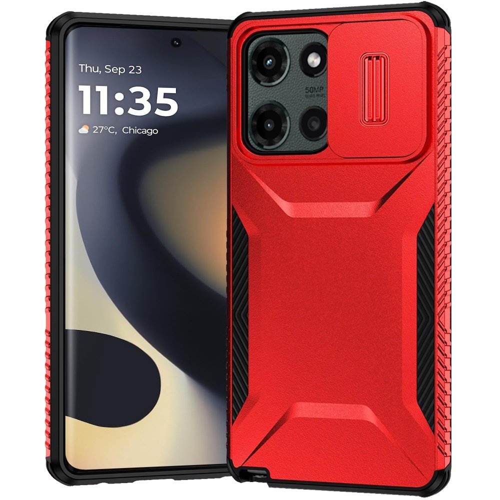 for motorola edge 2025 ultimate u design hybrid with camera window covering red