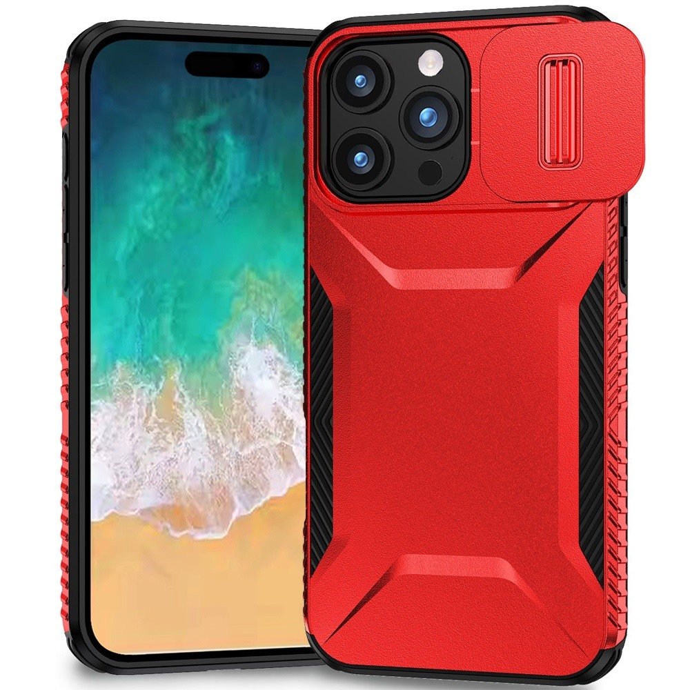 for iphone 16 pro max 6.9 inch ultimate u design hybrid with camera window covering red