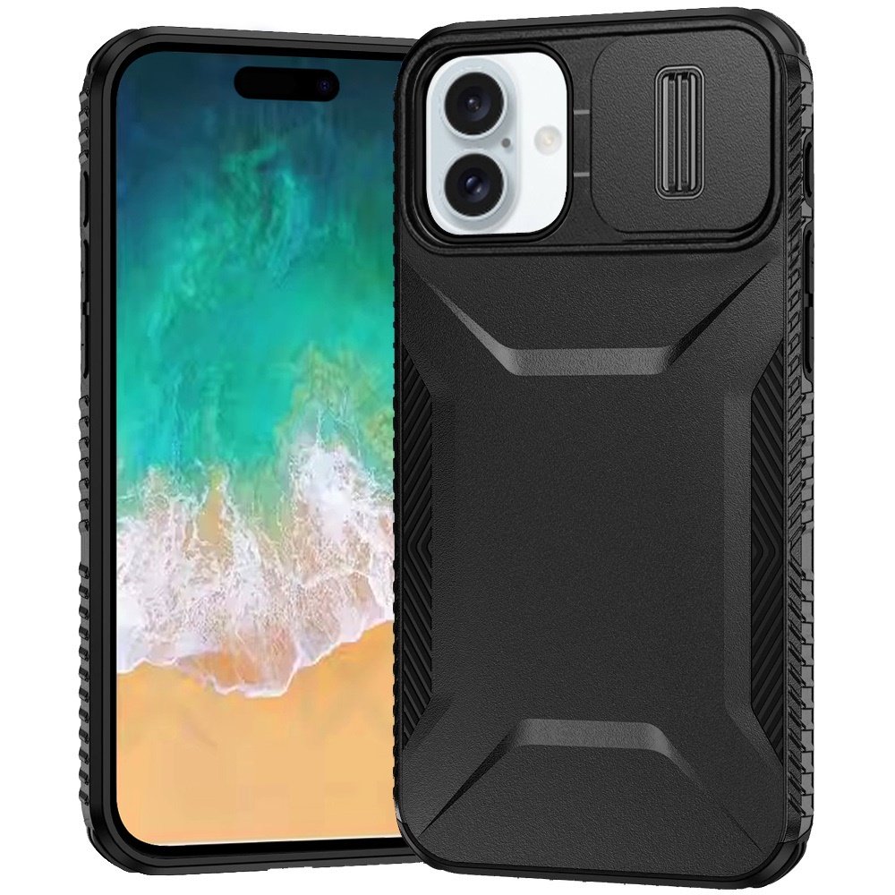 for iphone 16 plus 6.7 inch ultimate u design hybrid with camera window covering black