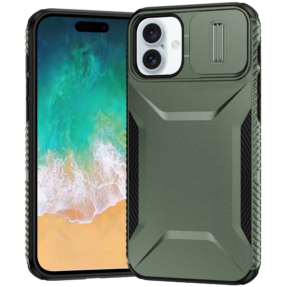 for iphone 16 plus 6.7 inch ultimate u design hybrid with camera window covering midnight green