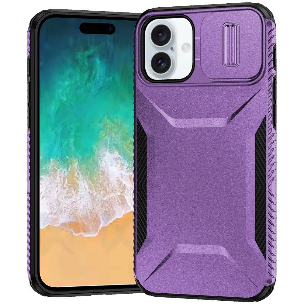 for iphone 16 plus 6.7 inch ultimate u design hybrid with camera window covering purple
