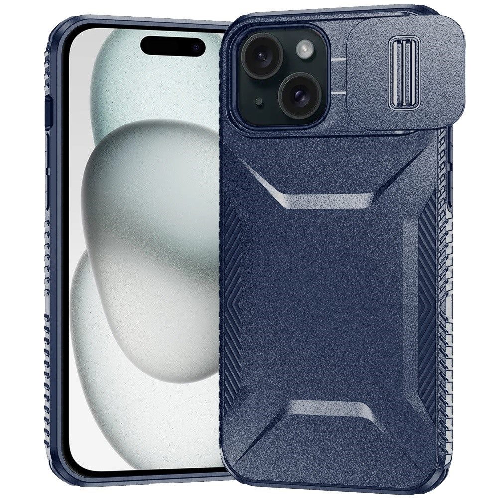 for iphone 15 ultimate u design hybrid with camera window covering dark blue