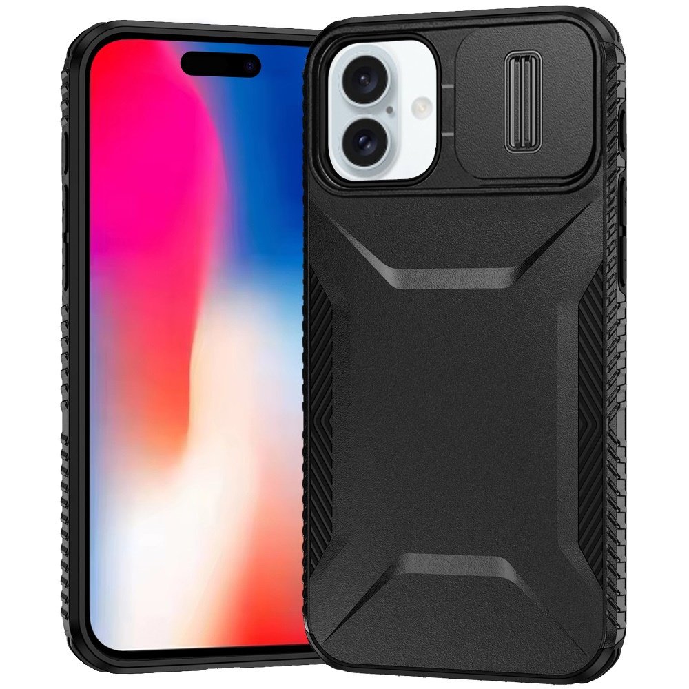 for iphone 16 6.1 inch ultimate u design hybrid with camera window covering black