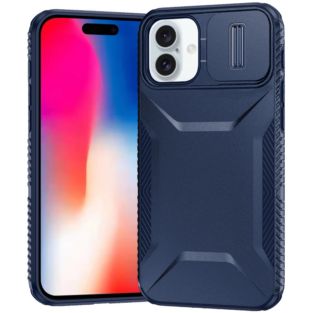 for iphone 16 6.1 inch ultimate u design hybrid with camera window covering dark blue