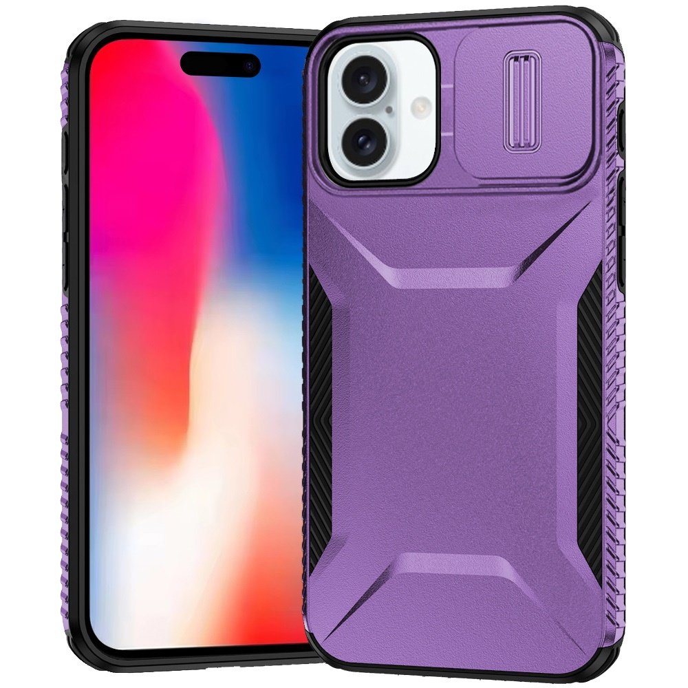 for iphone 16 6.1 inch ultimate u design hybrid with camera window covering purple