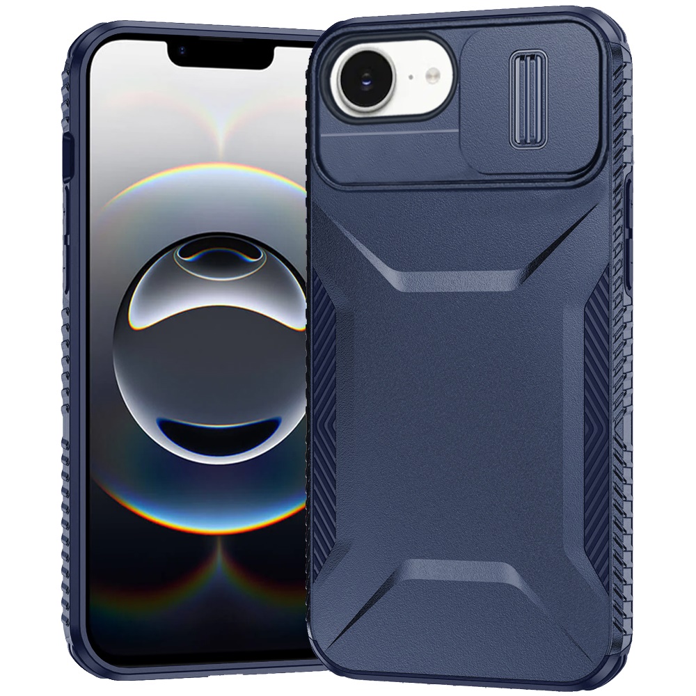 for iphone 17e / 16e / se4 ultimate u design hybrid with camera window covering dark blue