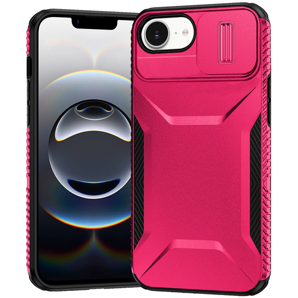 for iphone 17e / 16e / se4 ultimate u design hybrid with camera window covering hot pink