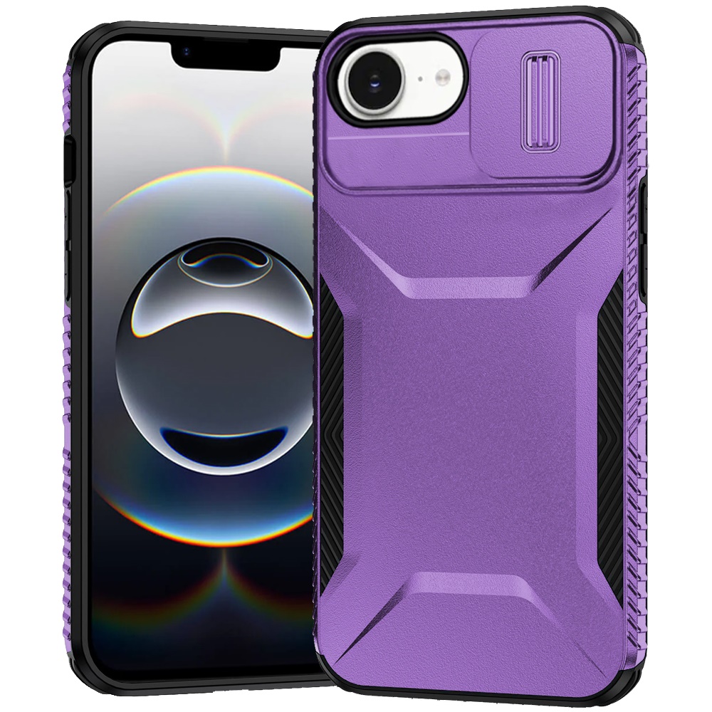 for iphone 17e / 16e / se4 ultimate u design hybrid with camera window covering purple