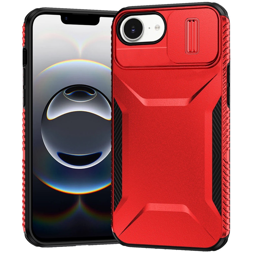 for iphone 17e / 16e / se4 ultimate u design hybrid with camera window covering red