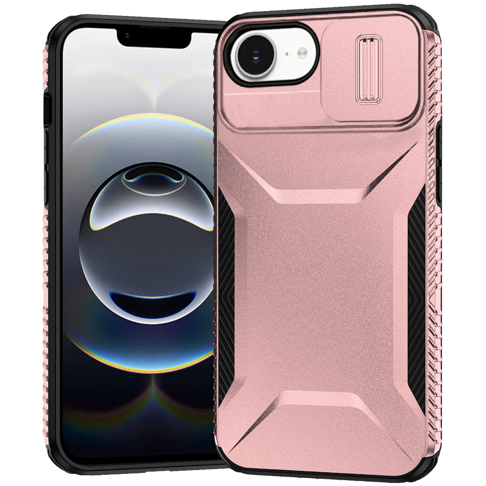 for iphone 17e / 16e / se4 ultimate u design hybrid with camera window covering rose gold
