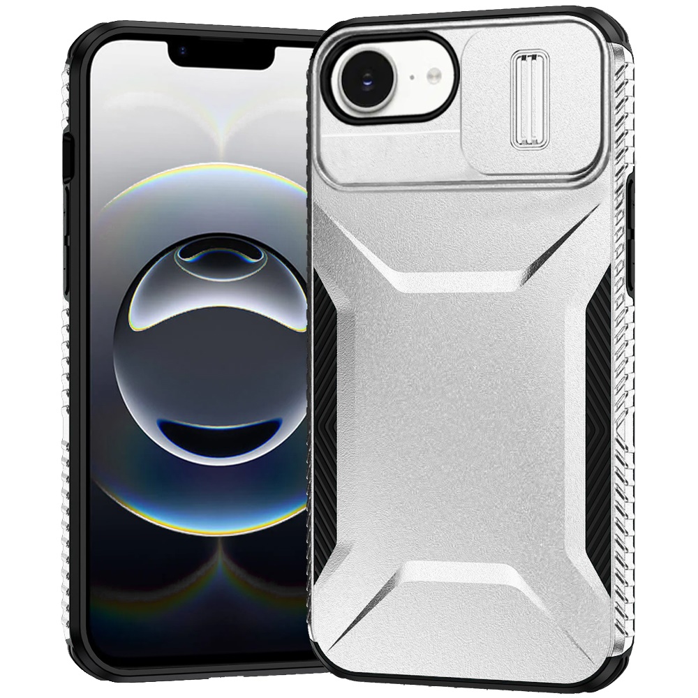 for iphone 17e / 16e / se4 ultimate u design hybrid with camera window covering silver