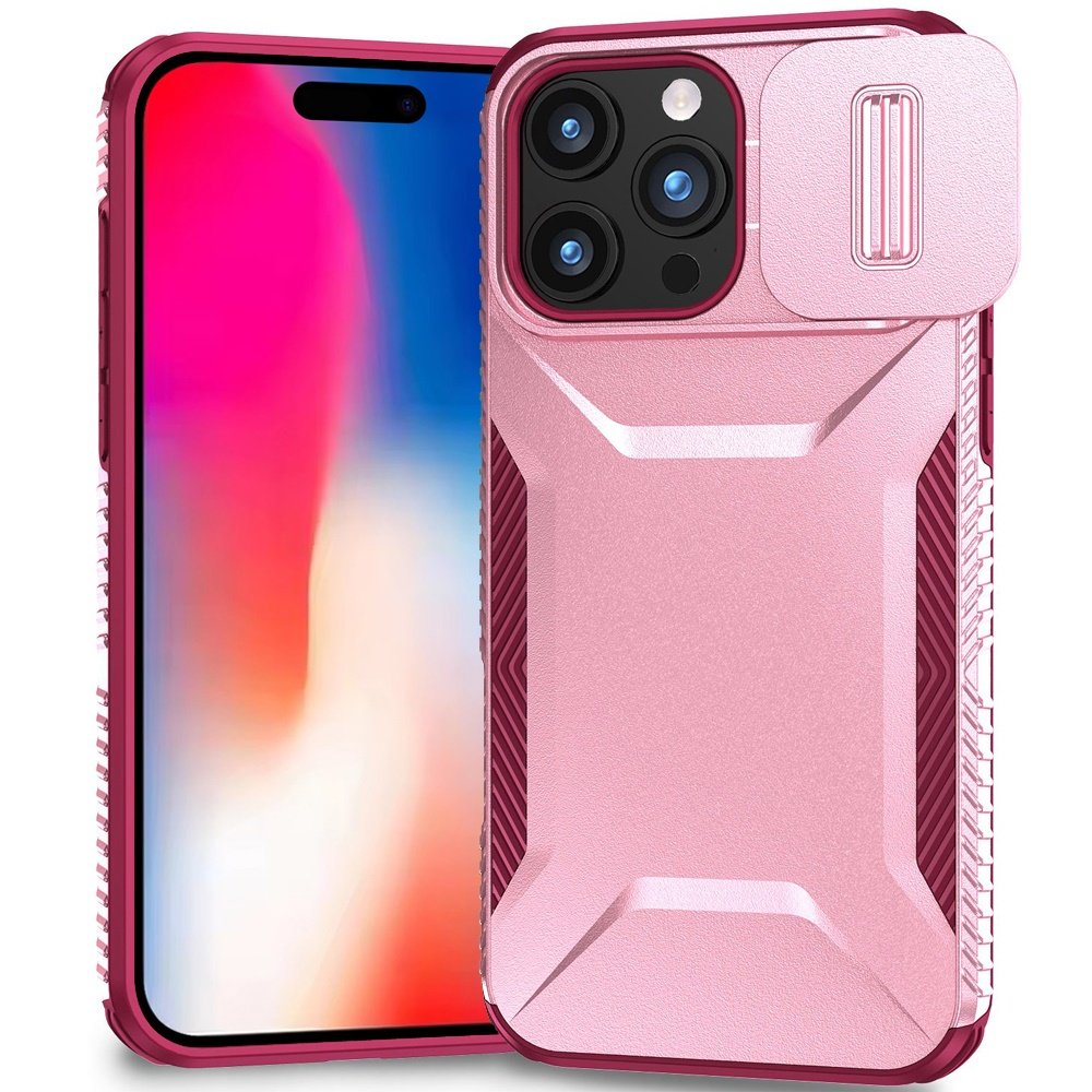 for iphone 16 pro 6.3 inch ultimate u design hybrid with camera window covering pink+burgundy