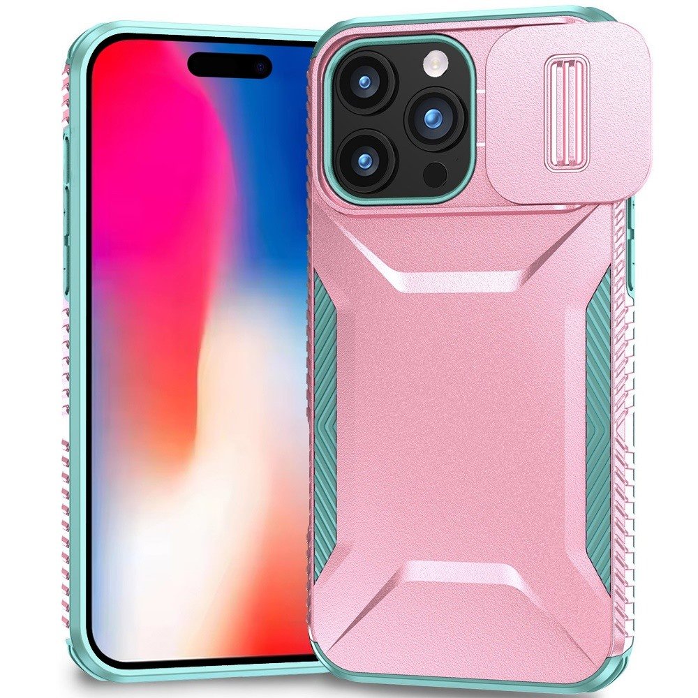 for iphone 16 pro 6.3 inch ultimate u design hybrid with camera window covering pink+teal