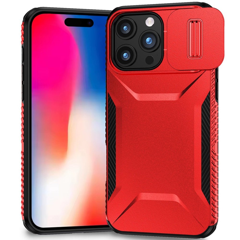 for iphone 16 pro 6.3 inch ultimate u design hybrid with camera window covering red