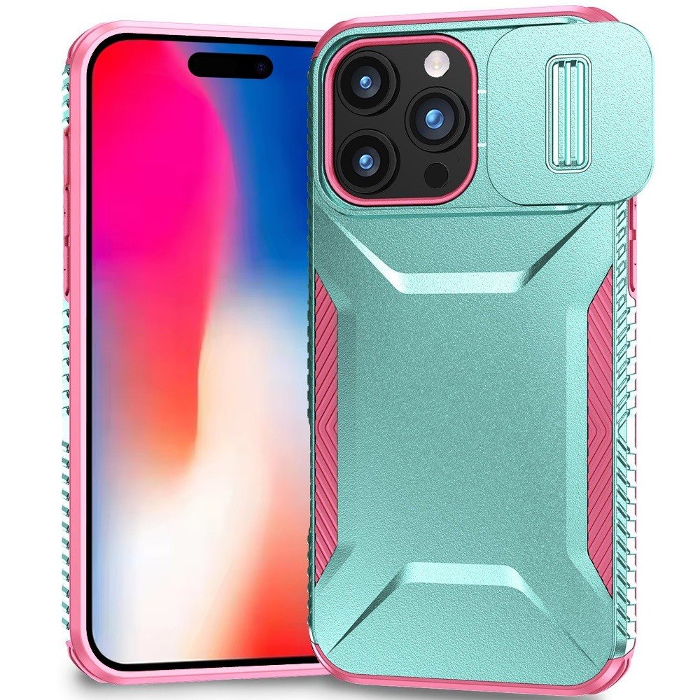 for iphone 16 pro 6.3 inch ultimate u design hybrid with camera window covering teal+pink