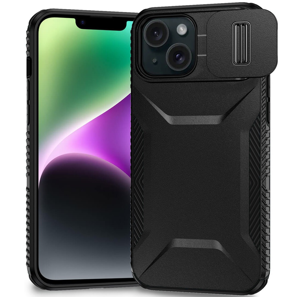 for iphone 13/14 ultimate u design hybrid with camera window covering black
