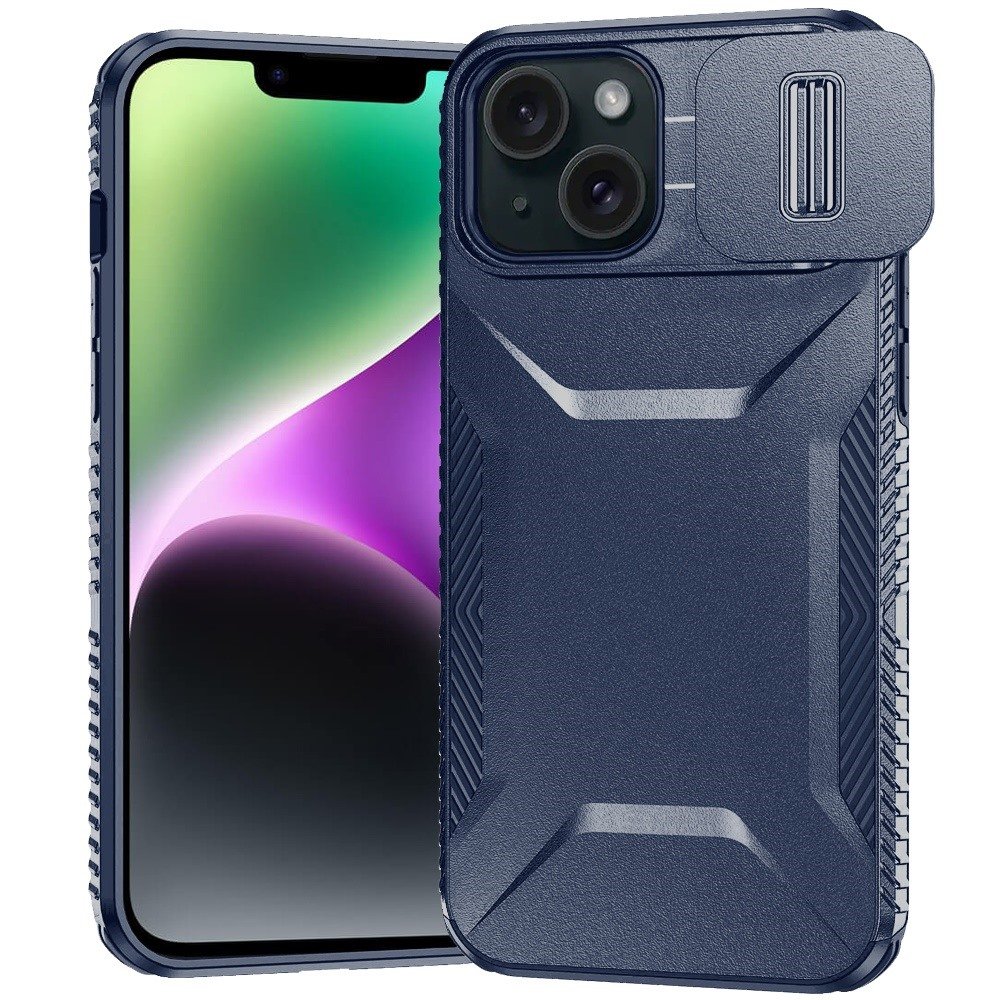 for iphone 13/14 ultimate u design hybrid with camera window covering dark blue