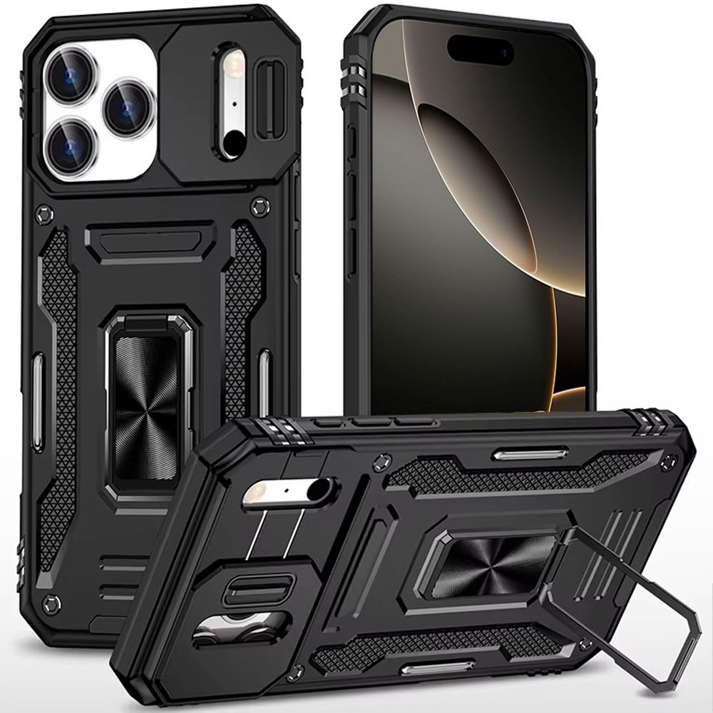 for iphone 17 pro max utter tough metal ring movable camera window hybrid case cover black