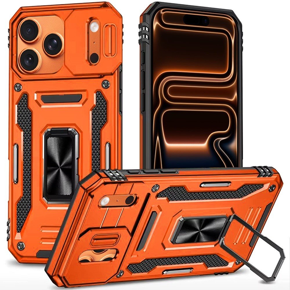for iphone 17 pro max utter tough metal ring movable camera window hybrid case cover cosmic orange