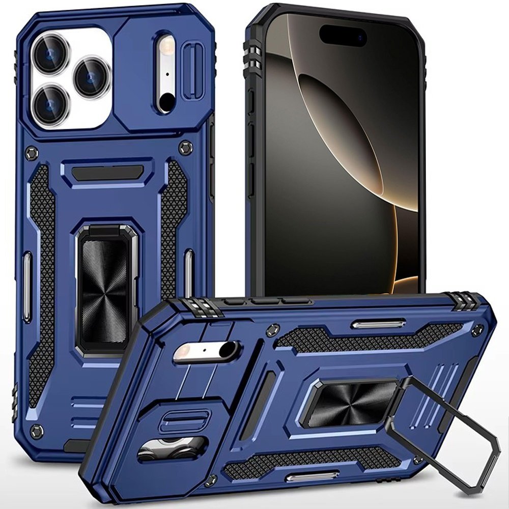 for iphone 17 pro utter tough metal ring movable camera window hybrid case cover navy blue
