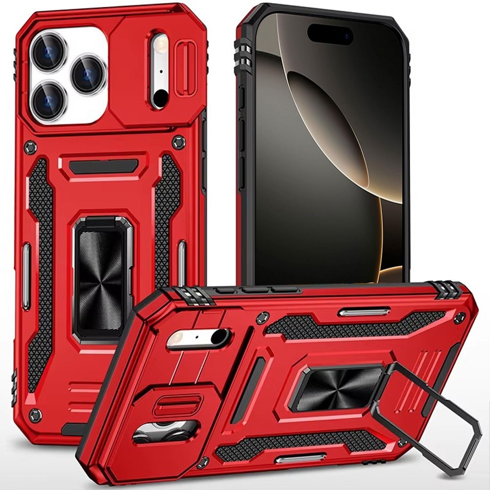 for iphone 17 pro utter tough metal ring movable camera window hybrid case cover red