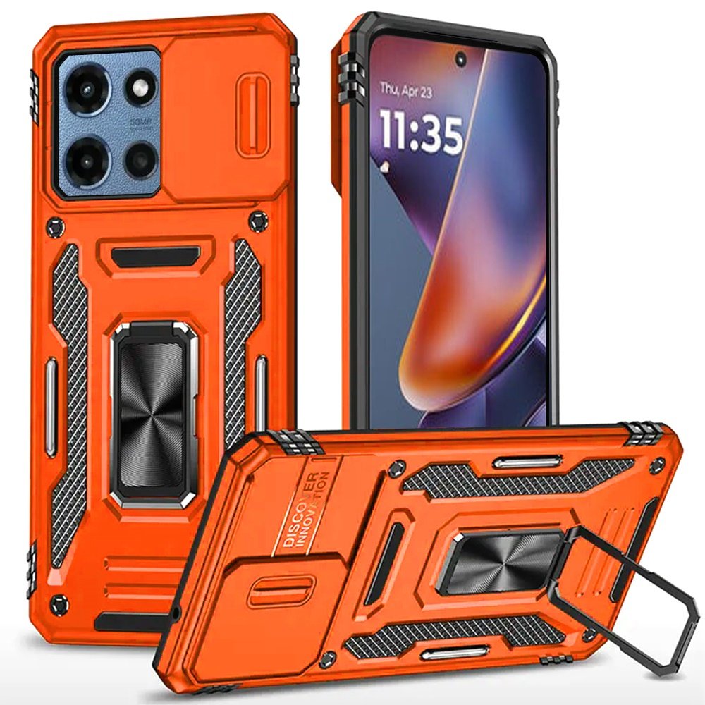 for moto g 5g 2025/2026 / g play 2026 utter tough metal ring movable camera window hybrid case cover cosmic orange