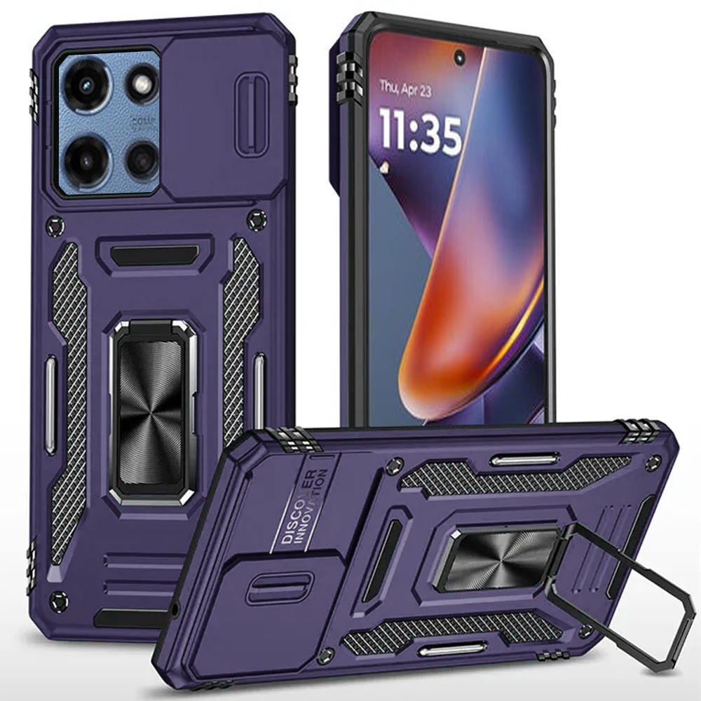 for moto g 5g 2025/2026 g play 2026 utter tough metal ring movable camera window hybrid case cover dark purple