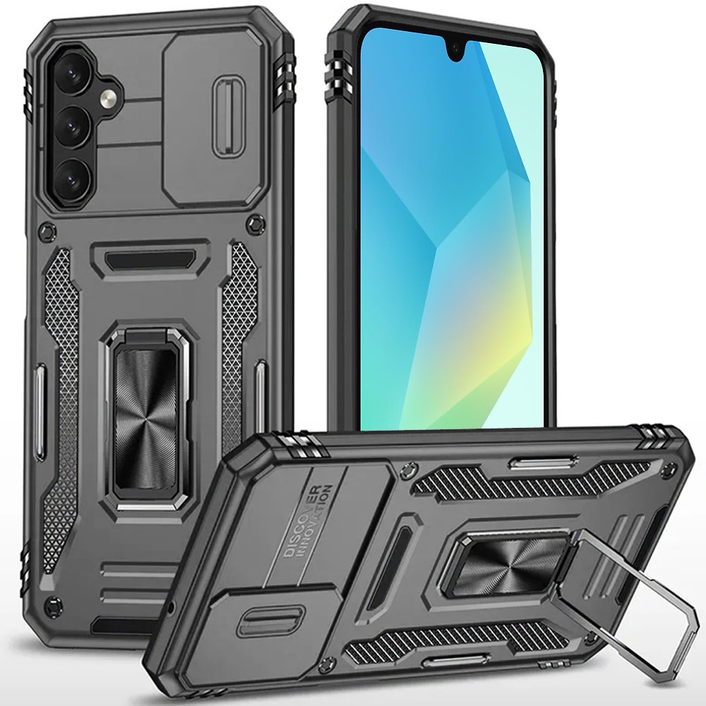 for samsung a16 5g utter tough metal ring movable camera window hybrid case cover gray
