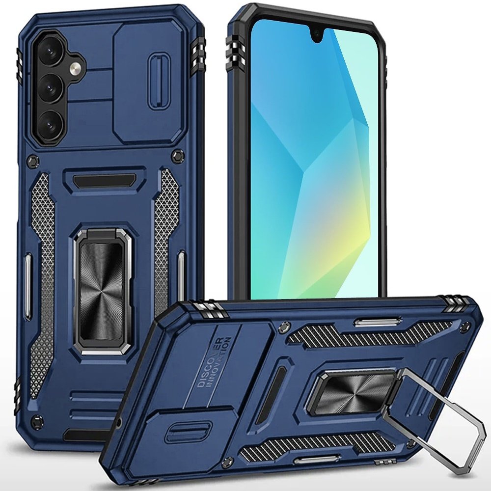 for samsung a16 5g utter tough metal ring movable camera window hybrid case cover navy blue