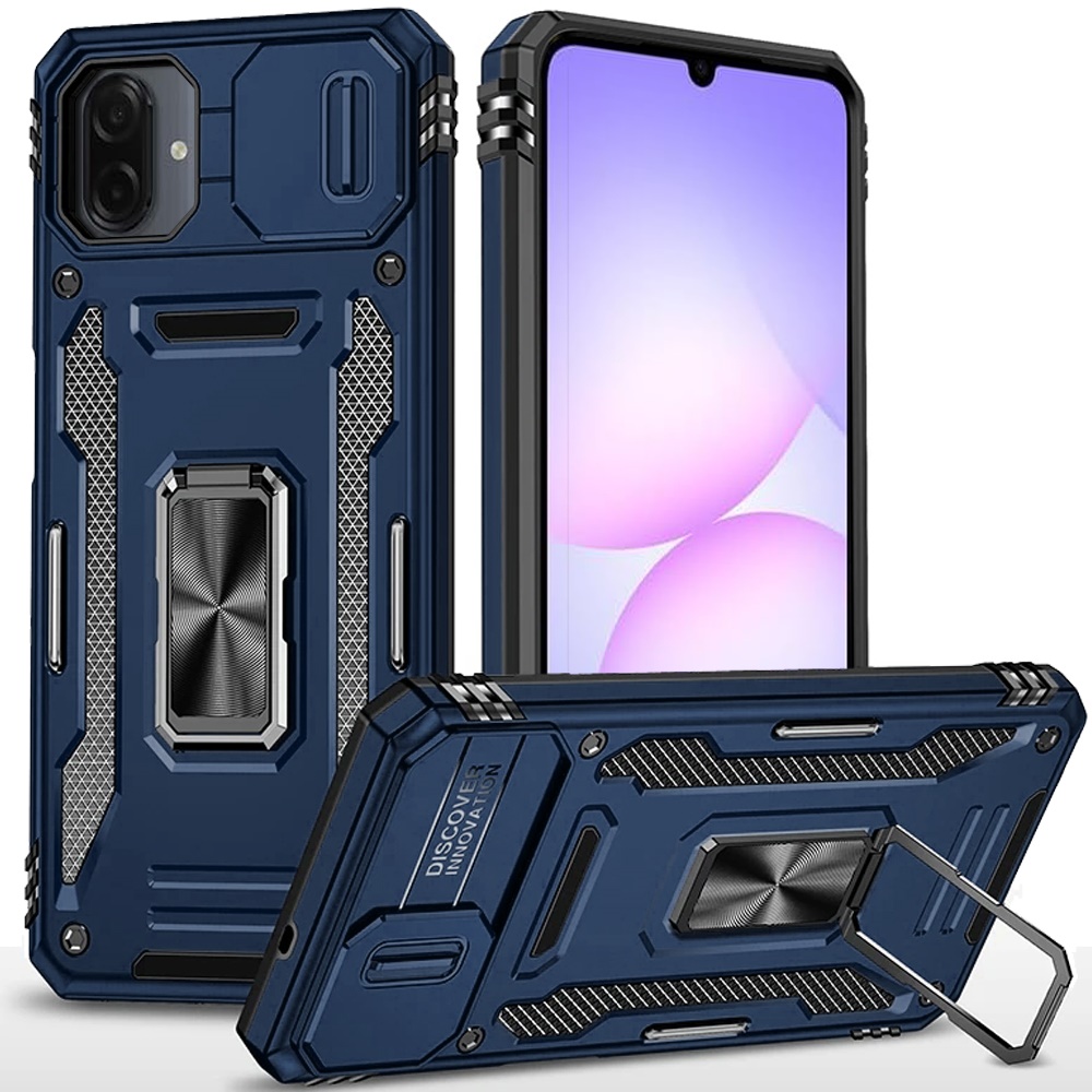 for samsung galaxy a07 utter tough metal ring movable camera window hybrid case cover navy blue