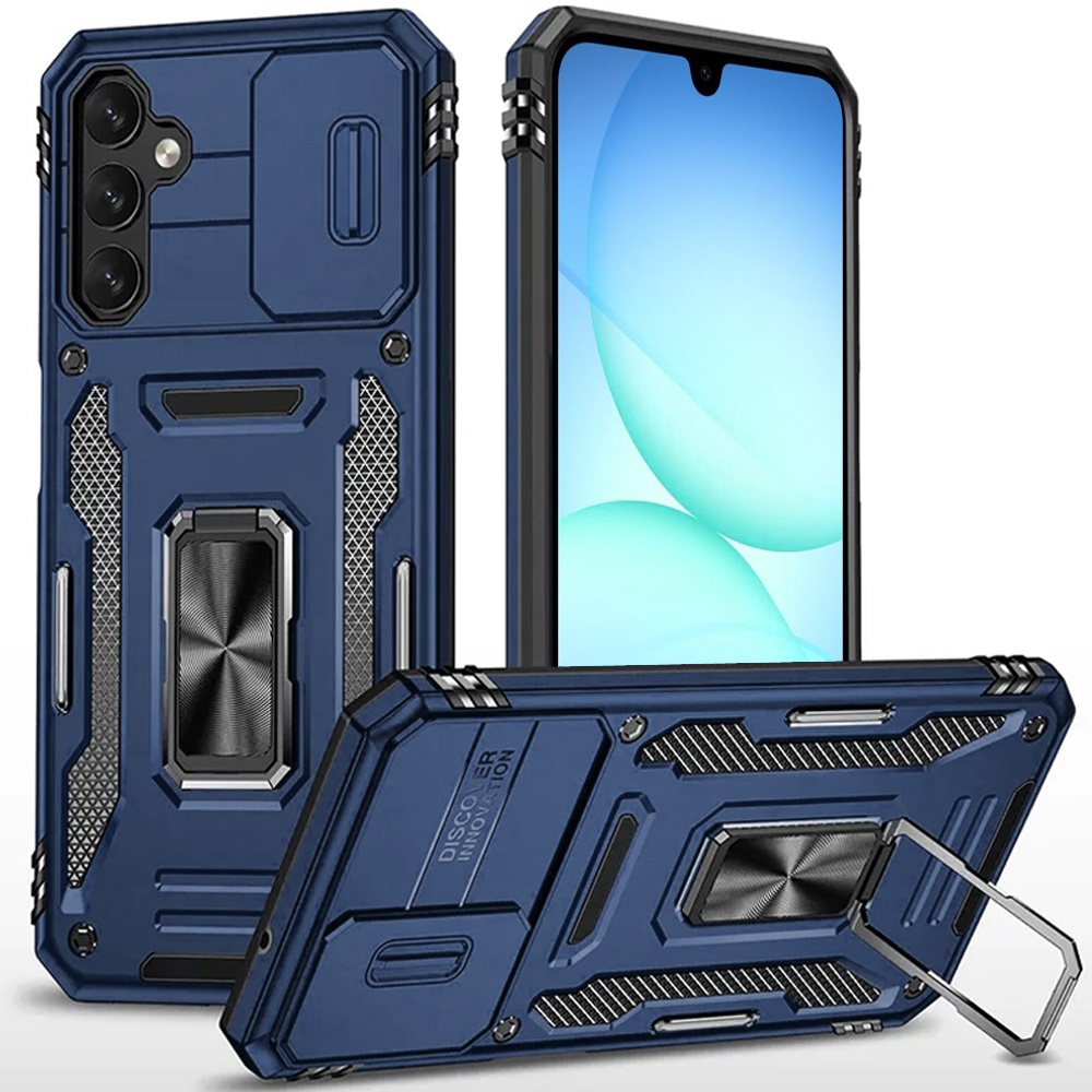 for samsung a17 5g utter tough metal ring movable camera window hybrid case cover navy blue