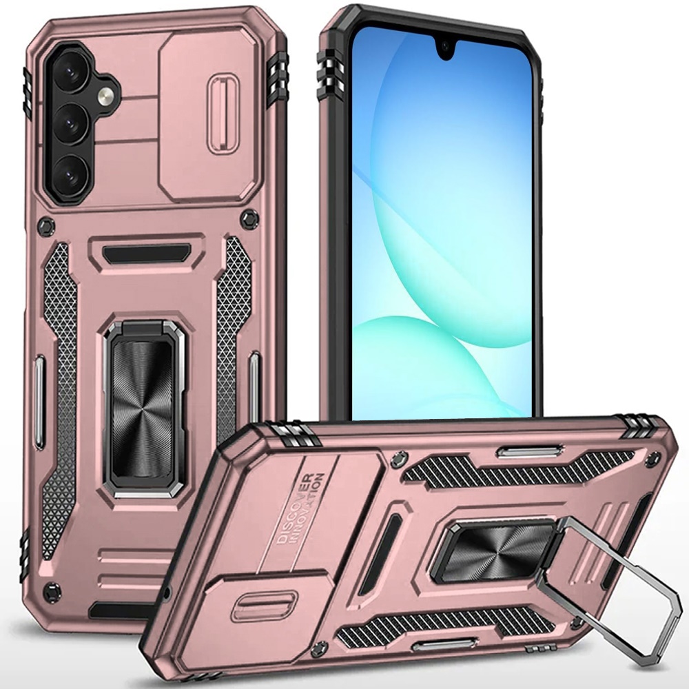 for samsung a17 5g utter tough metal ring movable camera window hybrid case cover rose gold