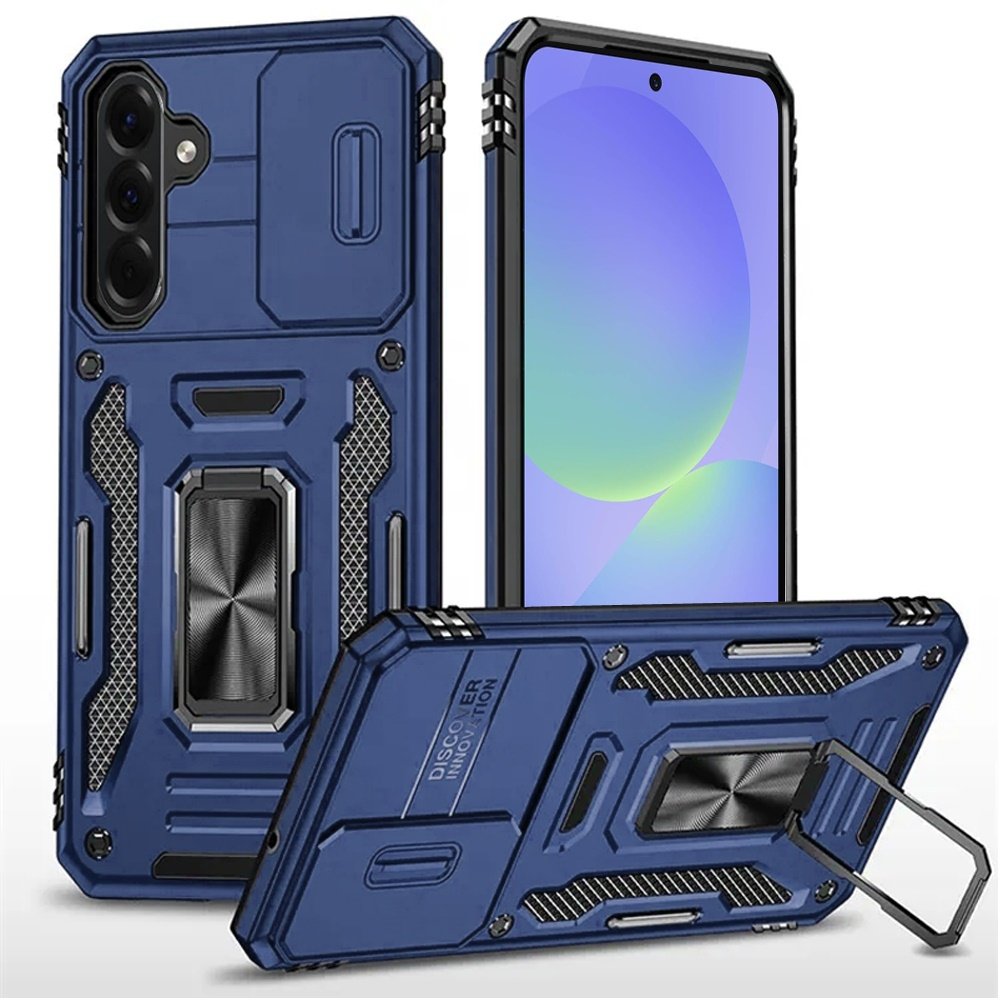 for samsung galaxy a37 utter tough metal ring movable camera window hybrid case cover navy blue