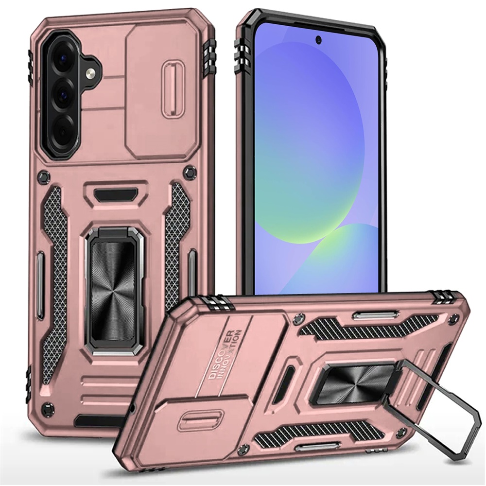 for samsung galaxy a37 utter tough metal ring movable camera window hybrid case cover rose gold