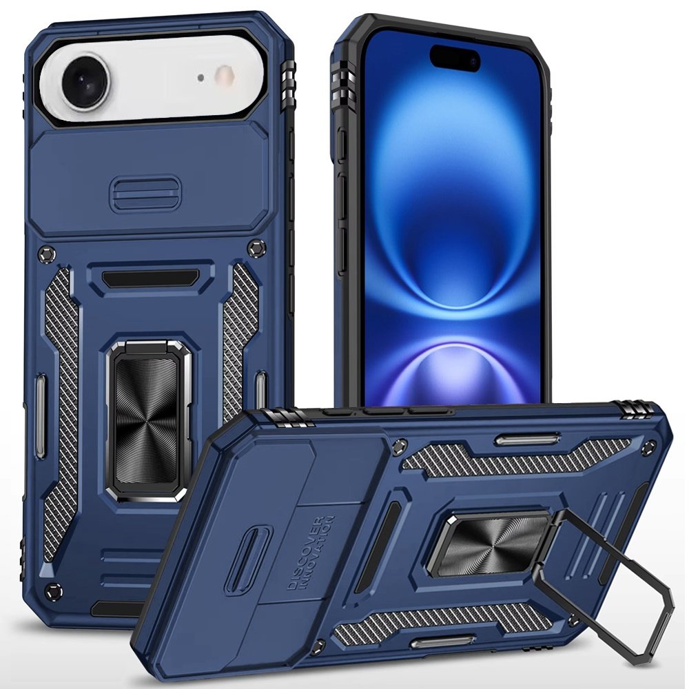 for iphone 17 air utter tough metal ring movable camera window hybrid case cover navy blue