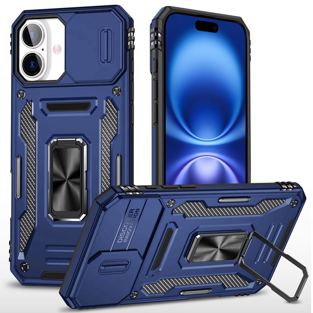 for iphone 17 utter tough metal ring movable camera window hybrid case cover navy blue