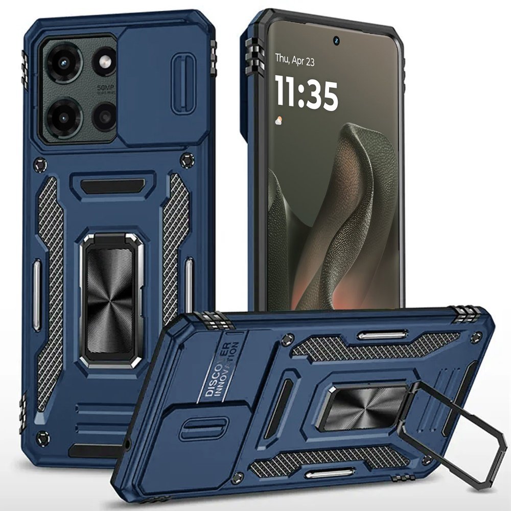 for motorola edge 2025 utter tough metal ring movable camera window hybrid case cover navy blue