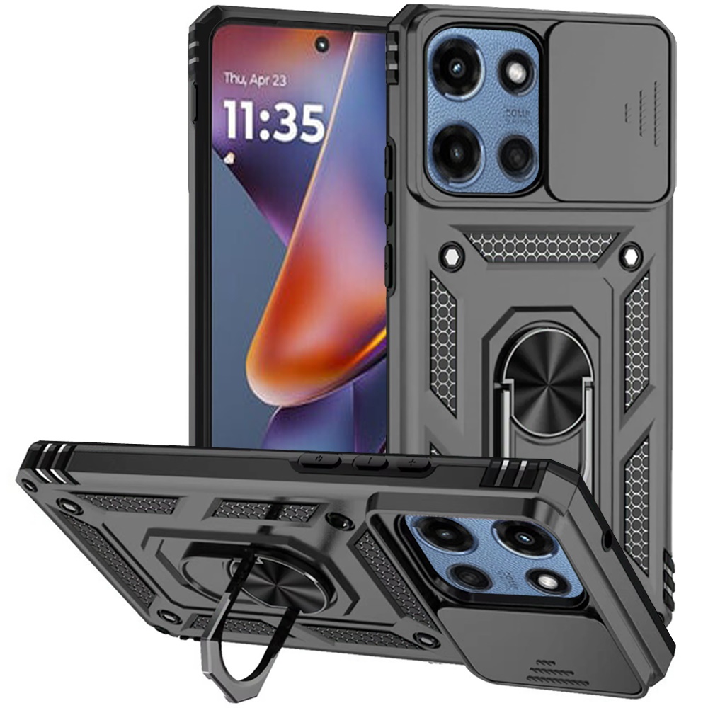 for moto g 5g 2025/2026 g play 2026 well protective magentic ring stand camera protective cover case grey