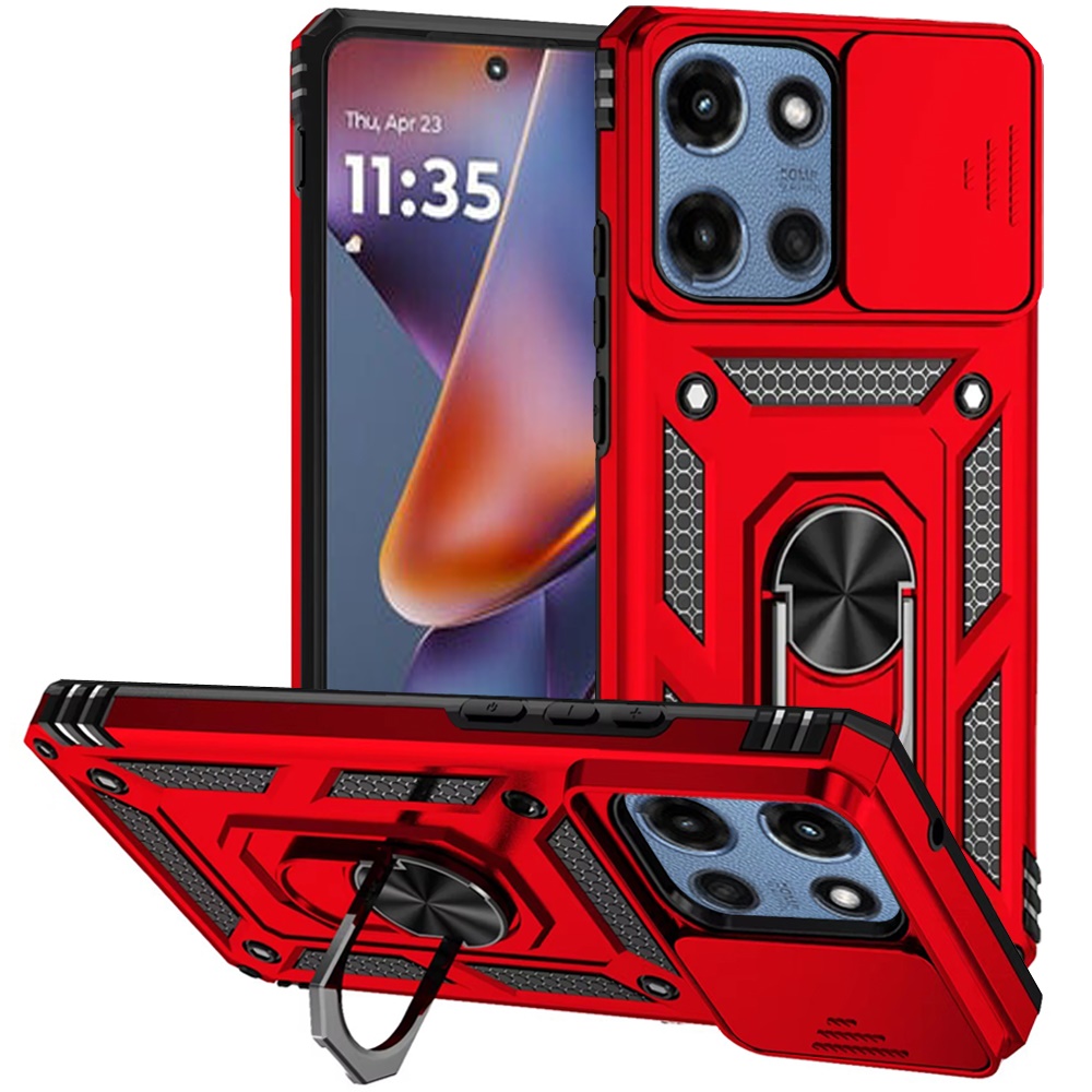 for moto g 5g 2025/2026 g play 2026 well protective magentic ring stand camera protective cover case red