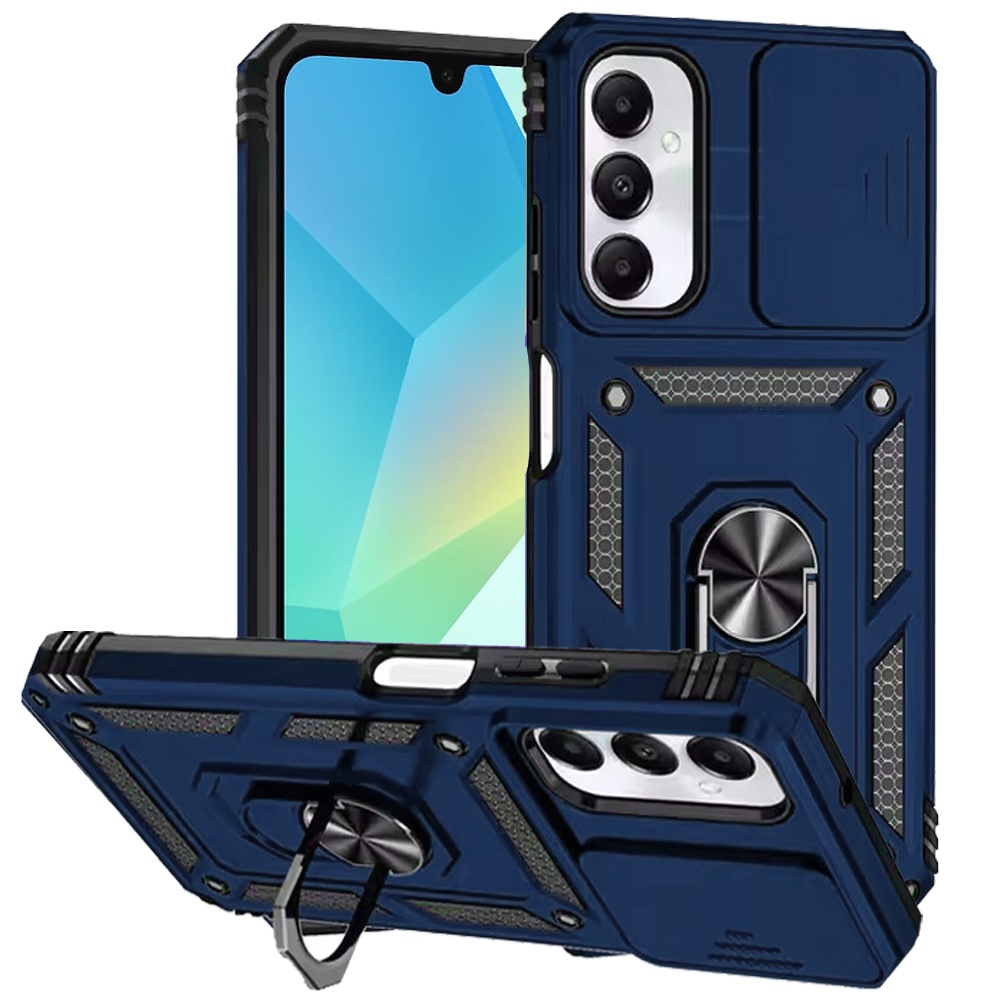 for samsung a16 5g well protective magentic ring stand camera protective cover case blue