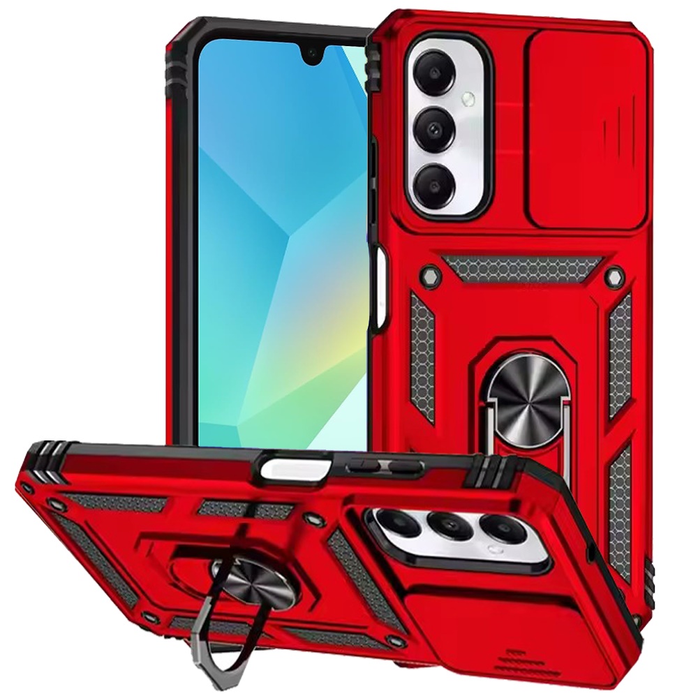 for samsung a16 5g well protective magentic ring stand camera protective cover case red