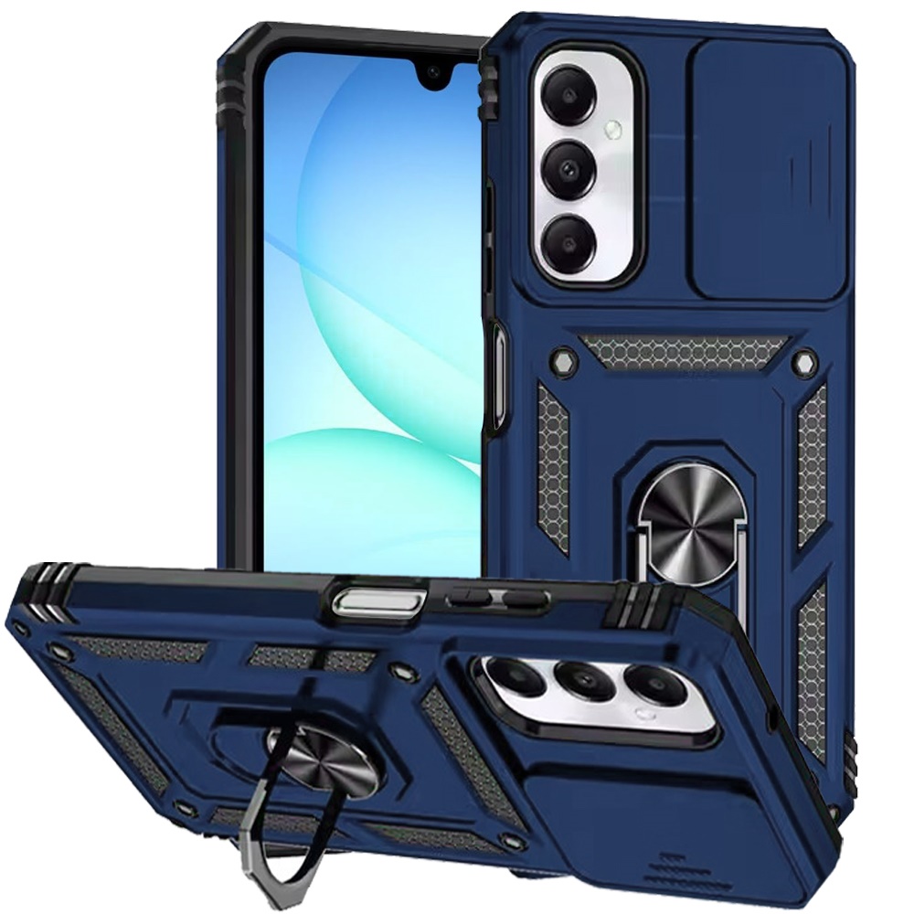 for samsung a17 5g well protective magentic ring stand camera protective cover case blue