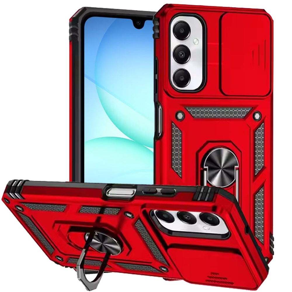 for samsung a17 5g well protective magentic ring stand camera protective cover case red