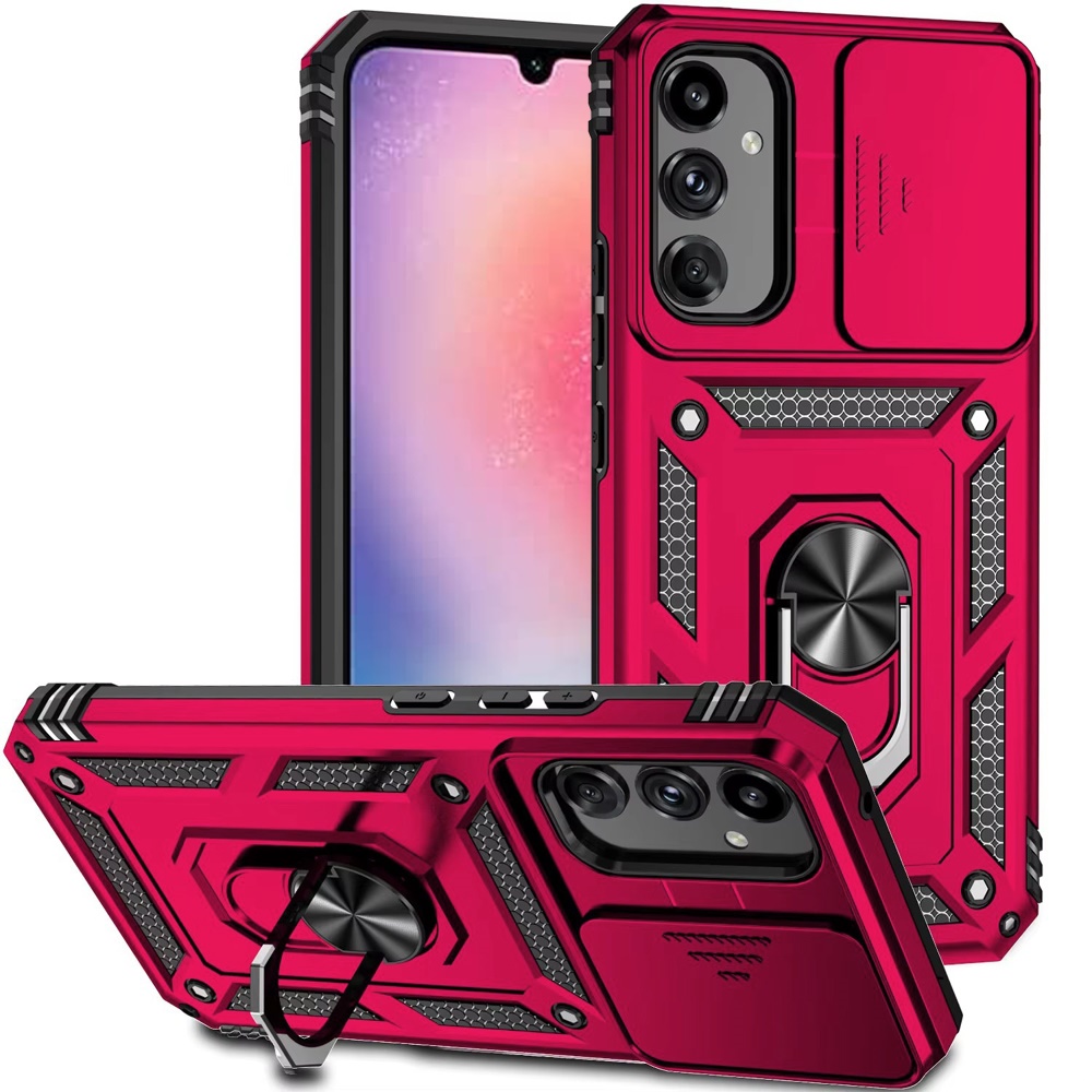 for samsung galaxy a26 well protective magentic ring stand camera protective cover case hot pink